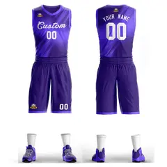 Purple White Gradient Fashion Slash Basketball Jersey Sets