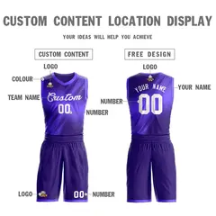 Purple White Gradient Fashion Slash Basketball Jersey Sets 3