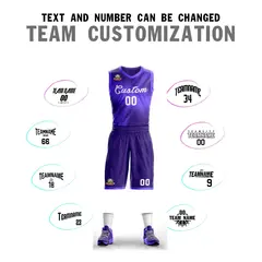 Purple White Gradient Fashion Slash Basketball Jersey Sets 4