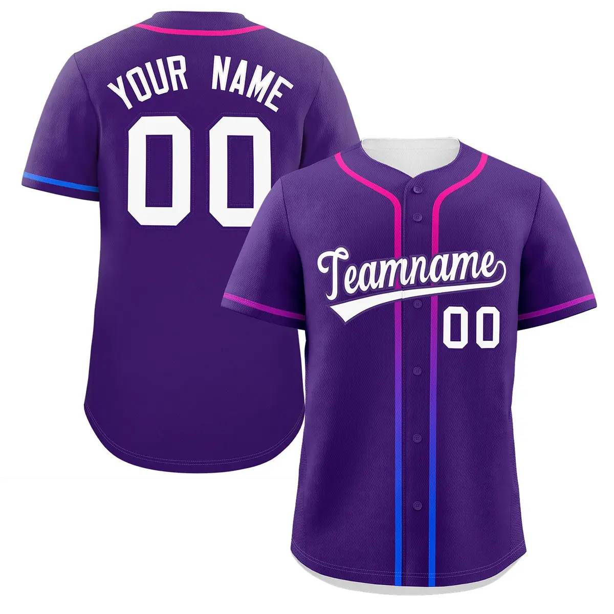 Purple White Gradient Ribbed Authentic Baseball Jersey