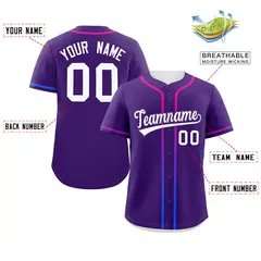 Purple White Gradient Ribbed Authentic Baseball Jersey 2