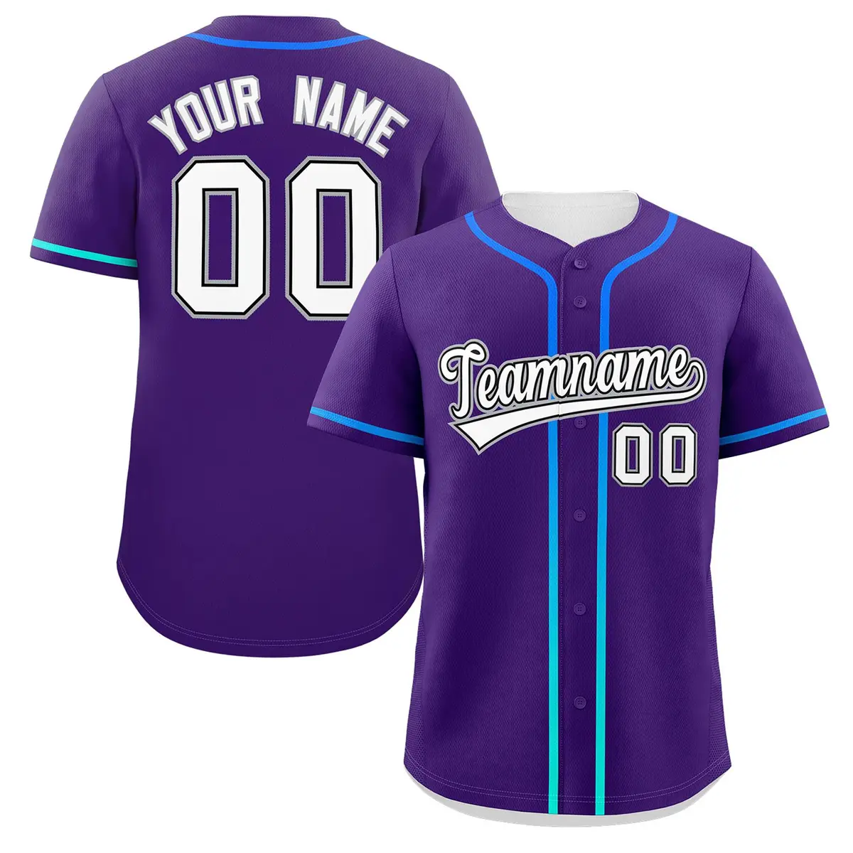 Purple White Gradient Ribbed Authentic Baseball Jersey