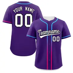 Purple White Gradient Ribbed Authentic Baseball Jersey 1