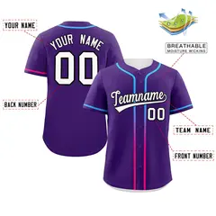 Purple White Gradient Ribbed Authentic Baseball Jersey 2
