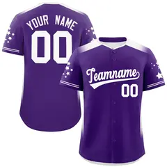 Purple White Gradient Side Star Pattern Baseball Jersey 1
