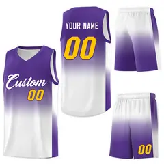 Purple White Gradient Sports Basketball Jersey 7
