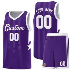Purple White Gradient Star Graffiti Basketball Jersey 1