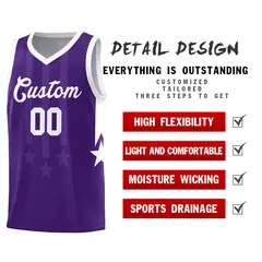 Purple White Gradient Star Graffiti Basketball Jersey 2
