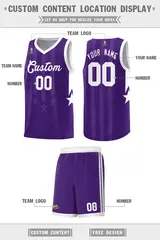 Purple White Gradient Star Graffiti Basketball Jersey 5