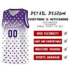 Purple White Gradient Star Pattern Basketball Jersey Sets 2