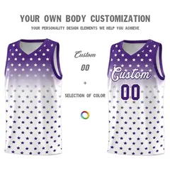 Purple White Gradient Star Pattern Basketball Jersey Sets 3