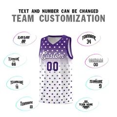 Purple White Gradient Star Pattern Basketball Jersey Sets 4