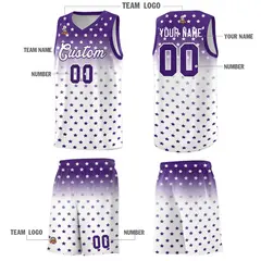 Purple White Gradient Star Pattern Basketball Jersey Sets 5