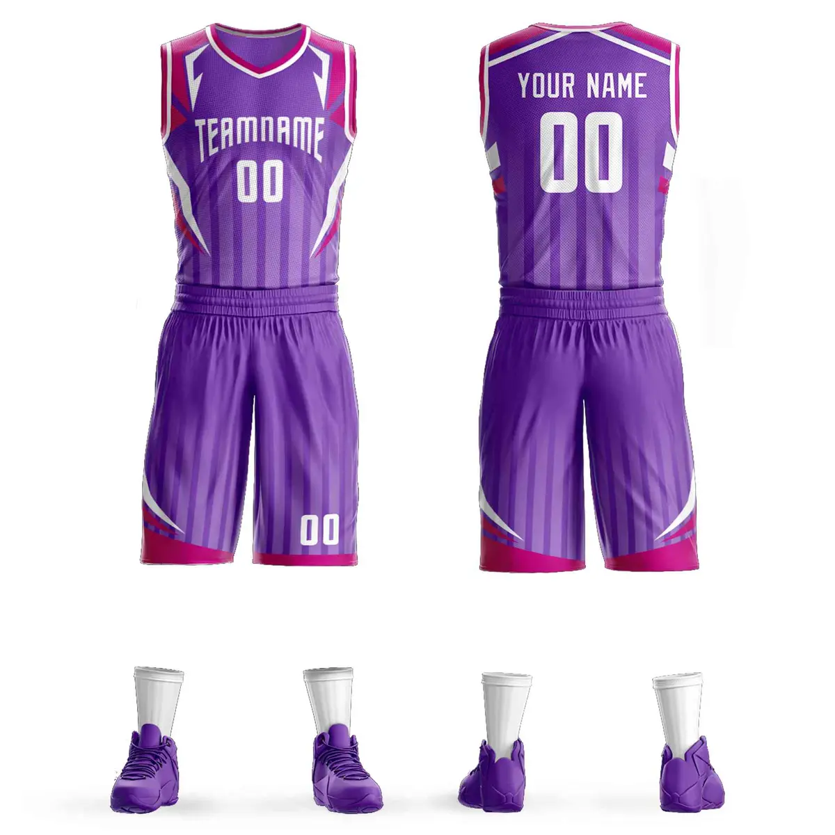 Purple White Graffiti Angular Element Basketball Jersey