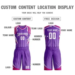 Purple White Graffiti Angular Element Basketball Jersey 3
