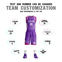 Purple White Graffiti Angular Element Basketball Jersey 4