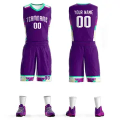 Purple White Graffiti Basketball Jersey Set