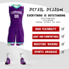 Purple White Graffiti Basketball Jersey Set 2