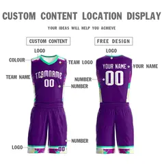 Purple White Graffiti Basketball Jersey Set 3