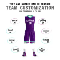 Purple White Graffiti Basketball Jersey Set 4
