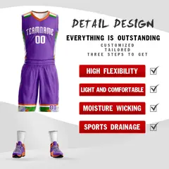 Purple White Graffiti Basketball Jersey Set 2