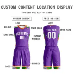 Purple White Graffiti Basketball Jersey Set 3