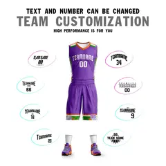 Purple White Graffiti Basketball Jersey Set 4