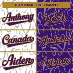 Purple White Graffiti Pattern Split Letterman Bomber Jacket 5