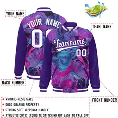 Purple White Graffiti Tie Dye Varsity Letterman Jacket 2
