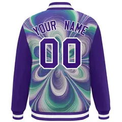 Purple White Graffiti Tie Dye Varsity Letterman Jacket 4