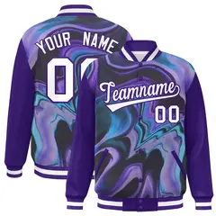 Purple White Graffiti Tie Dye Varsity Letterman Jacket