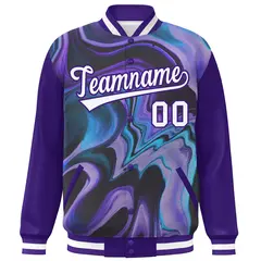 Purple White Graffiti Tie Dye Varsity Letterman Jacket 3