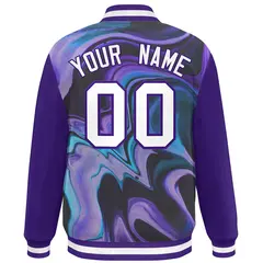 Purple White Graffiti Tie Dye Varsity Letterman Jacket 4