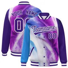 Purple White Graffiti Tie Dye Varsity Letterman Jacket