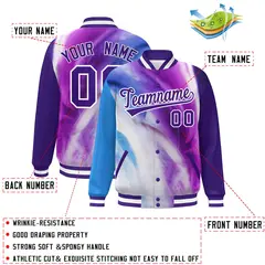 Purple White Graffiti Tie Dye Varsity Letterman Jacket 2