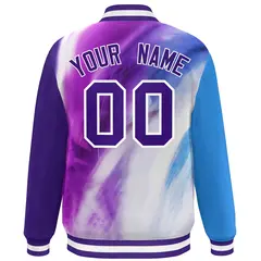 Purple White Graffiti Tie Dye Varsity Letterman Jacket 4