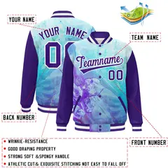 Purple White Graffiti Tie Dye Varsity Letterman Jacket 2
