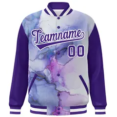 Purple White Graffiti Tie Dye Varsity Letterman Jacket 3