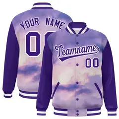 Purple White Graffiti Tie Dye Varsity Letterman Jacket