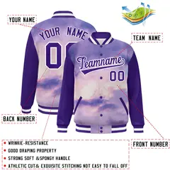 Purple White Graffiti Tie Dye Varsity Letterman Jacket 2
