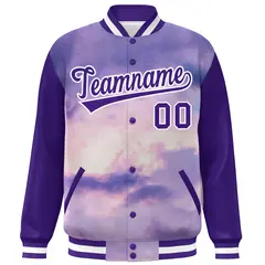 Purple White Graffiti Tie Dye Varsity Letterman Jacket 3