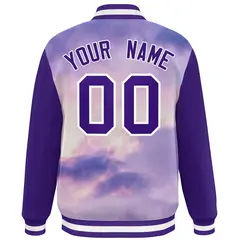 Purple White Graffiti Tie Dye Varsity Letterman Jacket 4