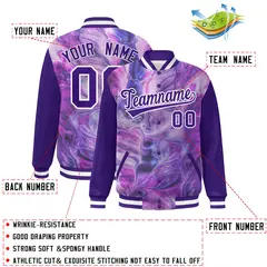 Purple White Graffiti Tie Dye Varsity Letterman Jacket 2
