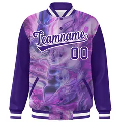 Purple White Graffiti Tie Dye Varsity Letterman Jacket 3