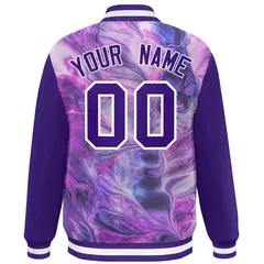 Purple White Graffiti Tie Dye Varsity Letterman Jacket 4