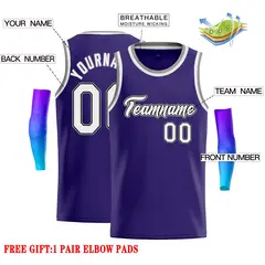 Purple White-Gray Classic Casual Basketball Jersey 2