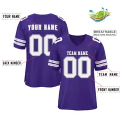 Purple White-Gray Classic Style Authentic Football Jersey 2