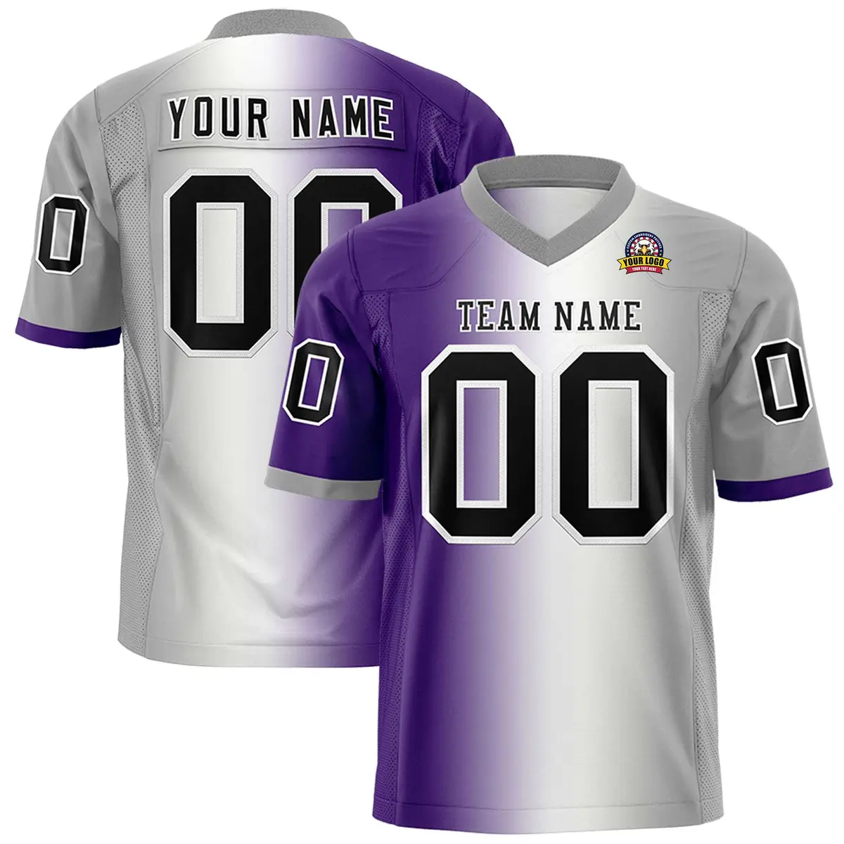 Purple White-Gray Gradient Fashion Authentic Football Jersey