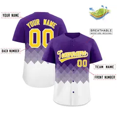Purple White Grid Blur Pattern Baseball Jersey 2