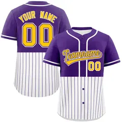 Purple White Half Stripe Authentic Baseball Jersey
